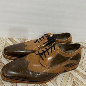 Stacy Adams Oxford Leather Lace-Up Brogue Detailing S/10 Classic Formal Style